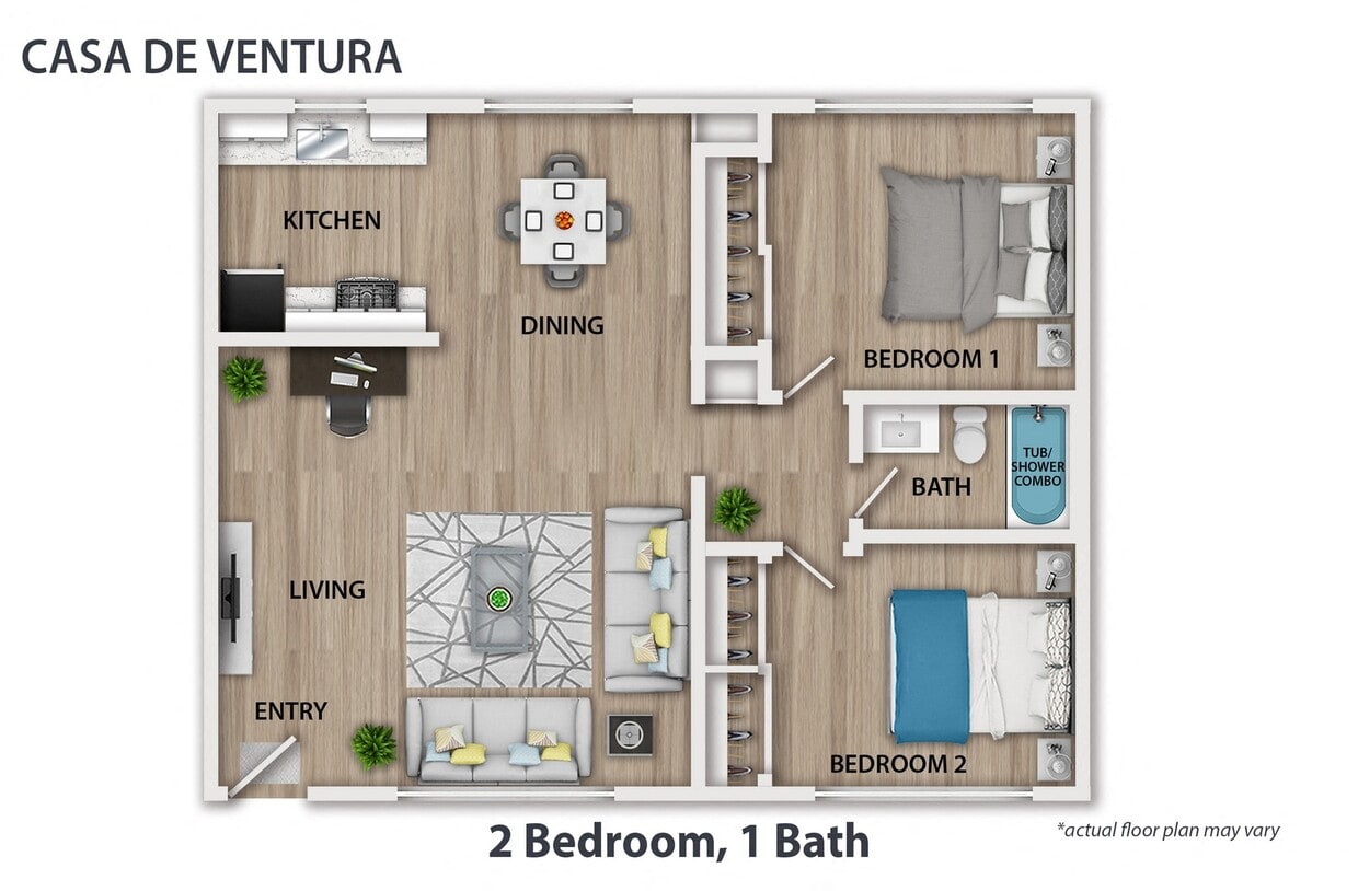 Floor Plan - 2 Bedroom, 1 Bath