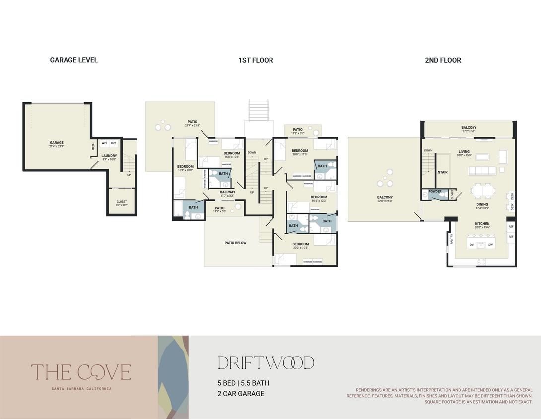 Driftwood 2D Floor Plan - 5BR/5.5BA - Driftwood