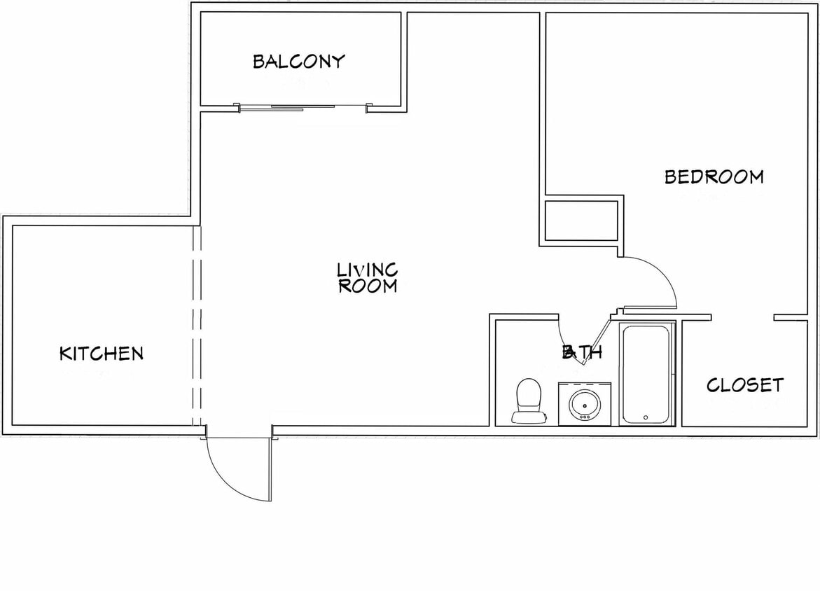 Floor Plan - 1 Bed, 1 Bath E