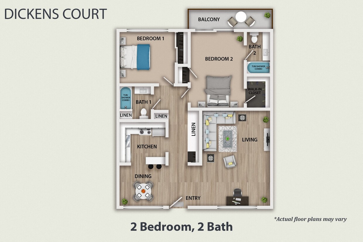 Floor Plan - 2 Bedroom, 2 Bath