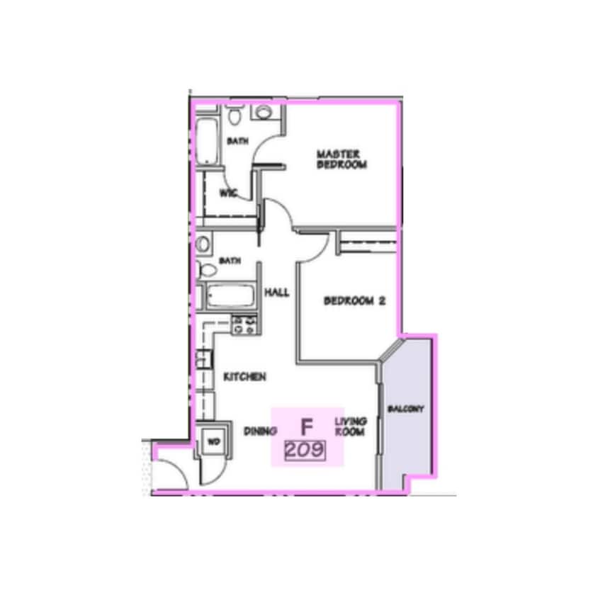 Floor Plan - F - 2 Bed 2 Bath