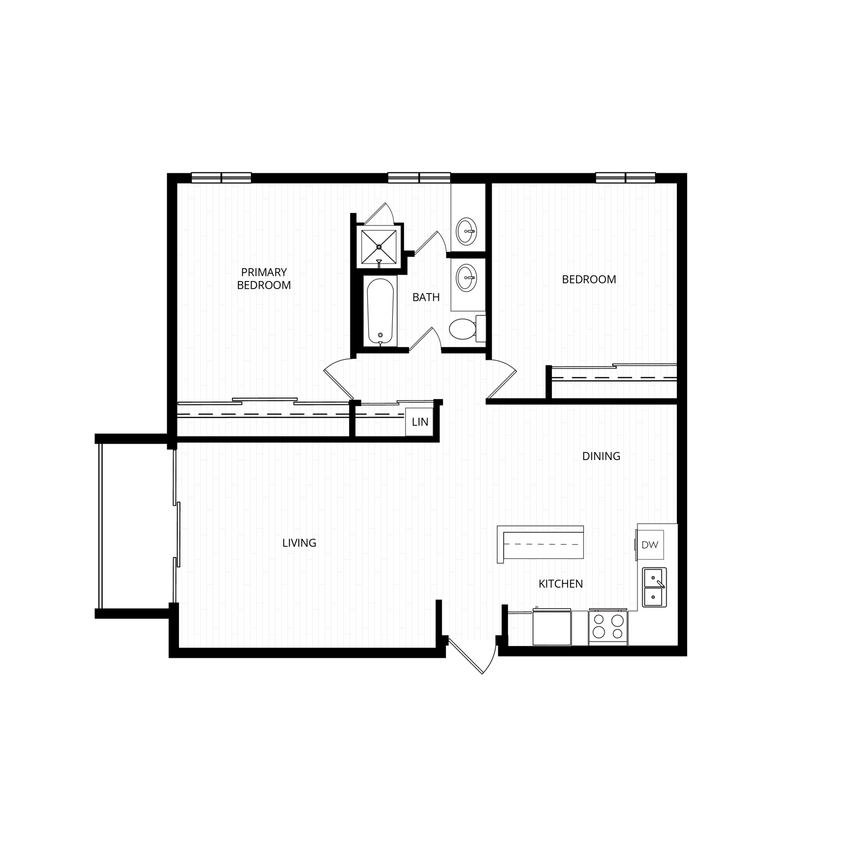 Floor Plan - 2 Bed, 1 Bath