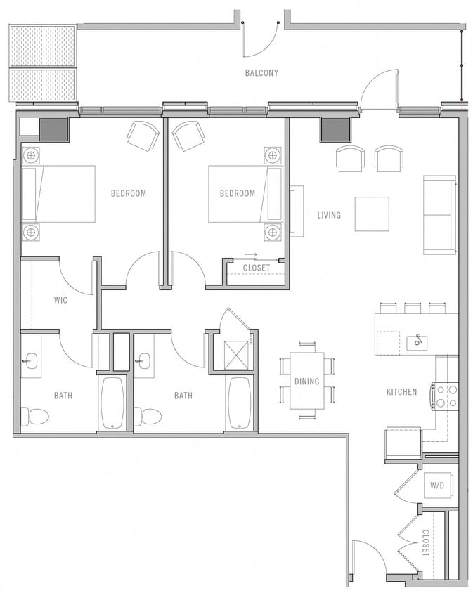 Floor Plan - 2 Bed-2 Bath-H