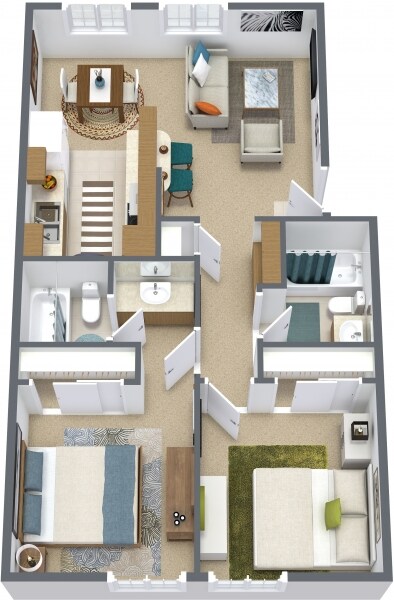 Floor Plan - 22A - Two Bedroom Two Bathroom 