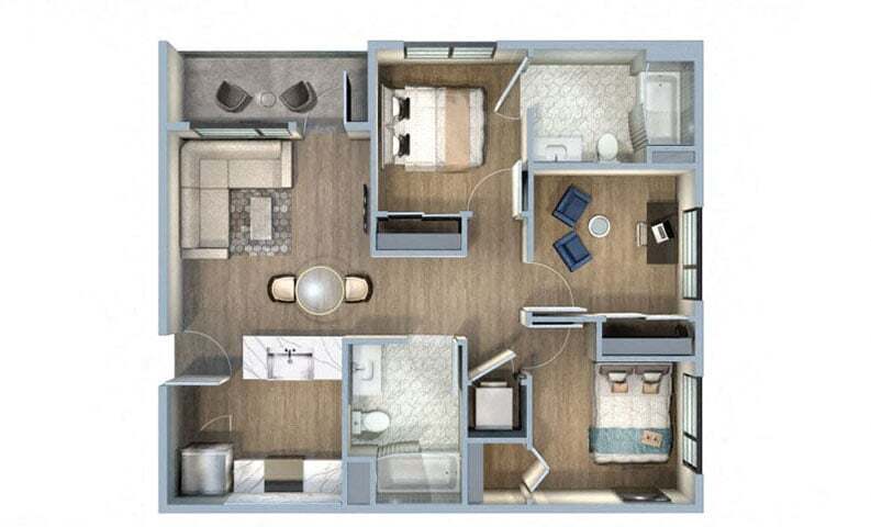 Floor Plan - 3 Bed/2 Bath-3A/3B
