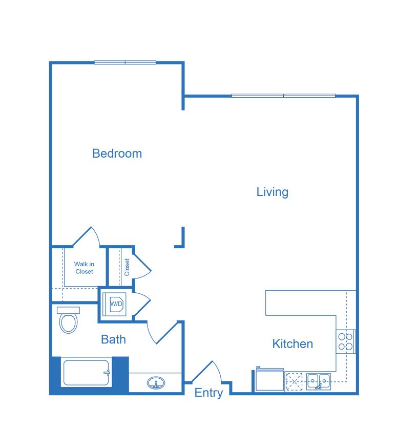 Floor Plan - 1 Bed 1 Bath_1D