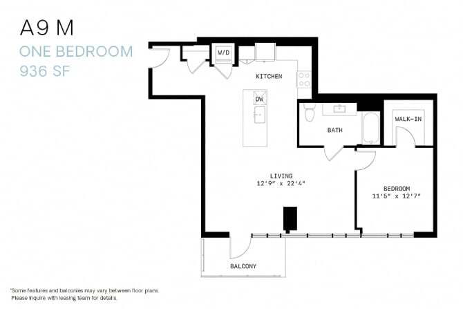 Floor Plan - One Bedroom A9m