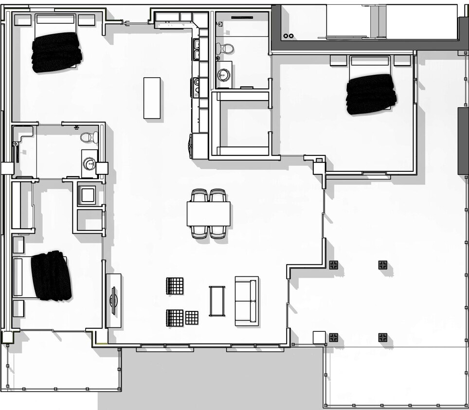 Floor Plan - 2 Bedroom 2 Bathroom + Den (Type H) 