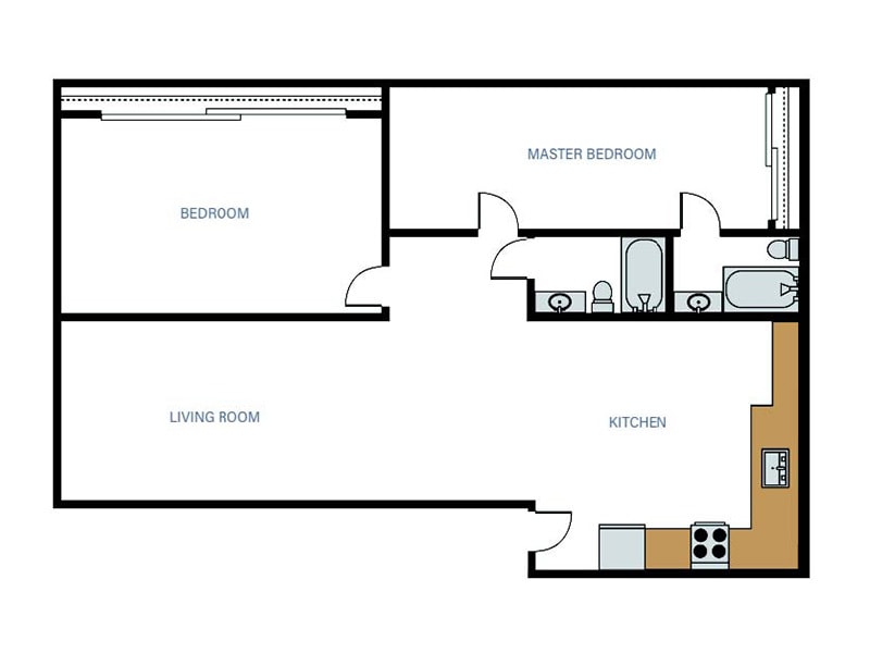 Floor Plan - 2 Bedroom 2 Bathroom R