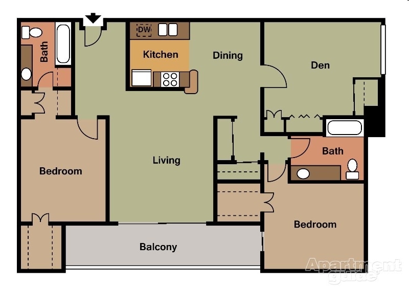 Gardenia 2/den - 2 BDRM/2 BATH DEN LARGE