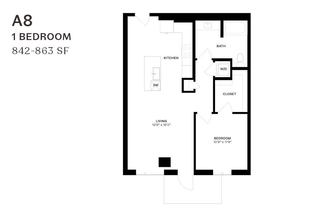 Floor Plan - One Bedroom A8 