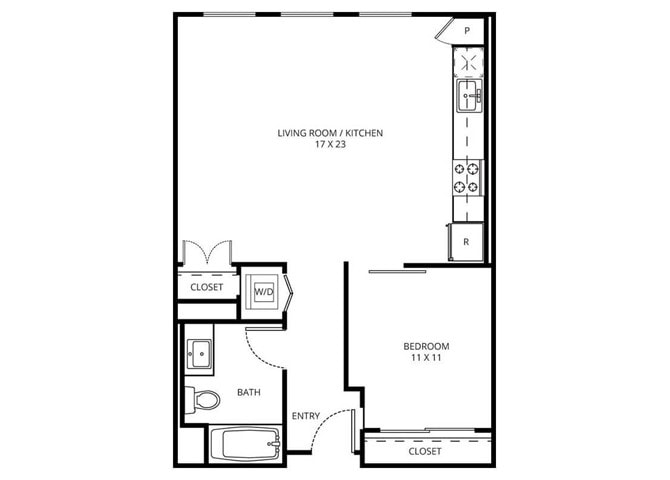 Floor Plan - 1 Bedroom E-3B
