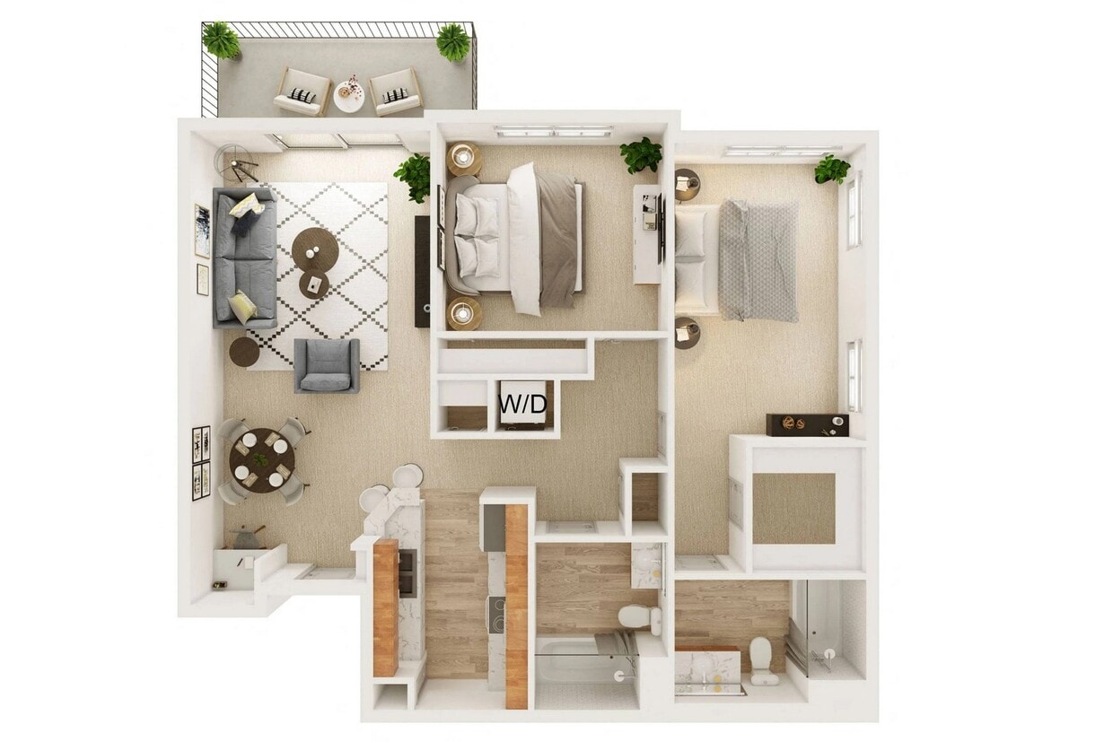 Floor Plan - 2 Bedroom, 2 Bath D