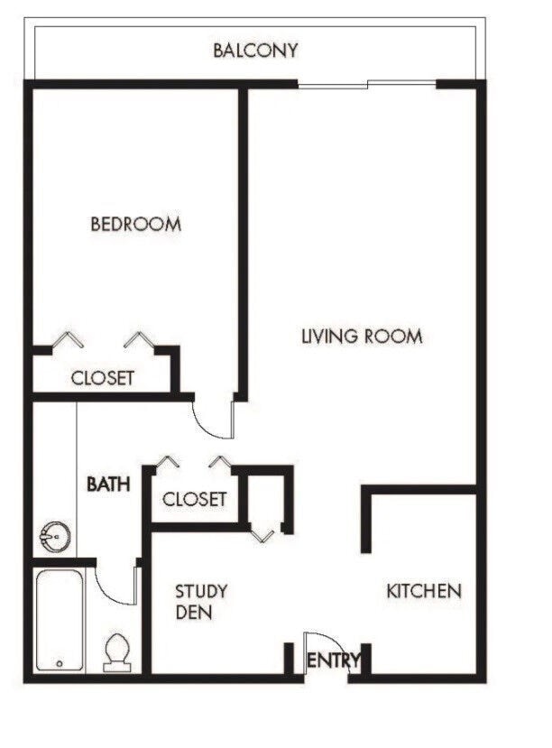 Floor Plan - 1 Bed, 1 Bath G w Den