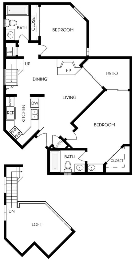 Floor Plan - 2 Bed, 2 Bath FL