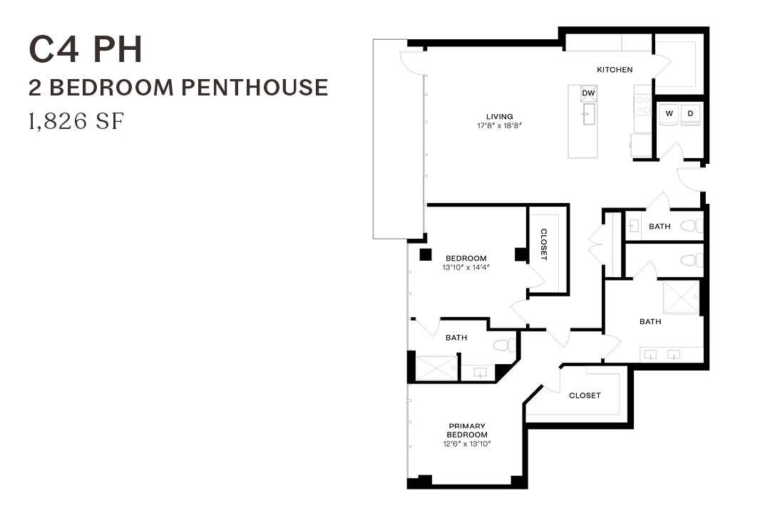 Floor Plan - Two Bedroom Penthouse C4 PH