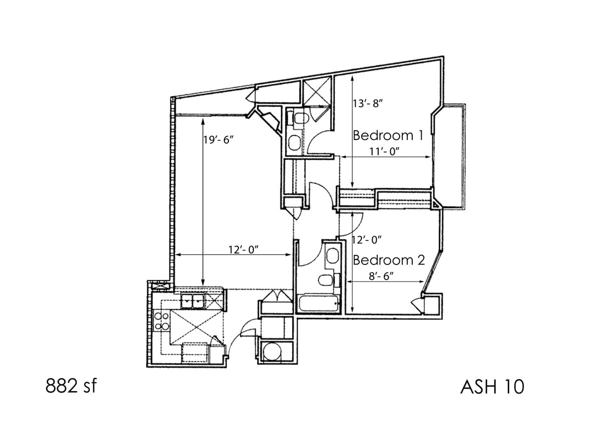 Floor Plan - 2BR 2BA - FLOOR PLAN B - 10930 ASHTON
