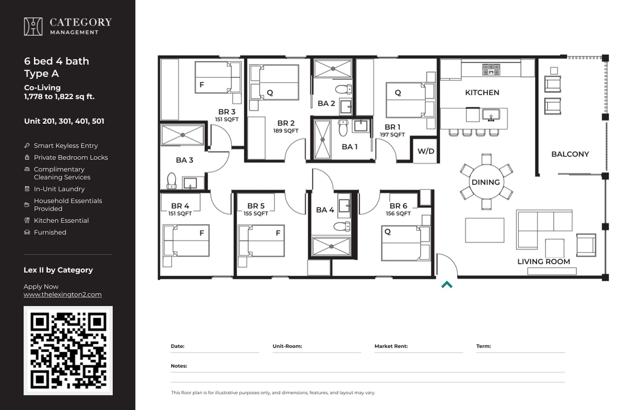 Unit 201,301,401,501 - Co-Living (6bed/4bath)