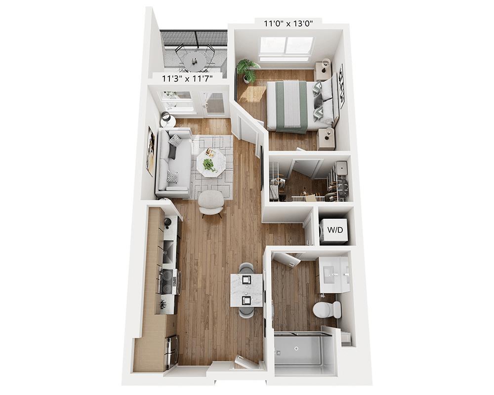Floor Plan - One bedroom (A1A)