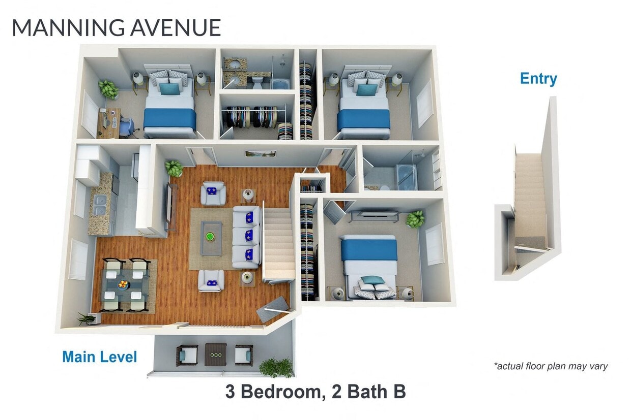 Floor Plan - 3 Bedroom, 2 Bath 