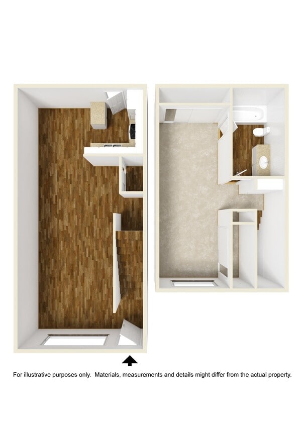 Floor Plan - 1 Bedroom, 1 Bathroom Plan B