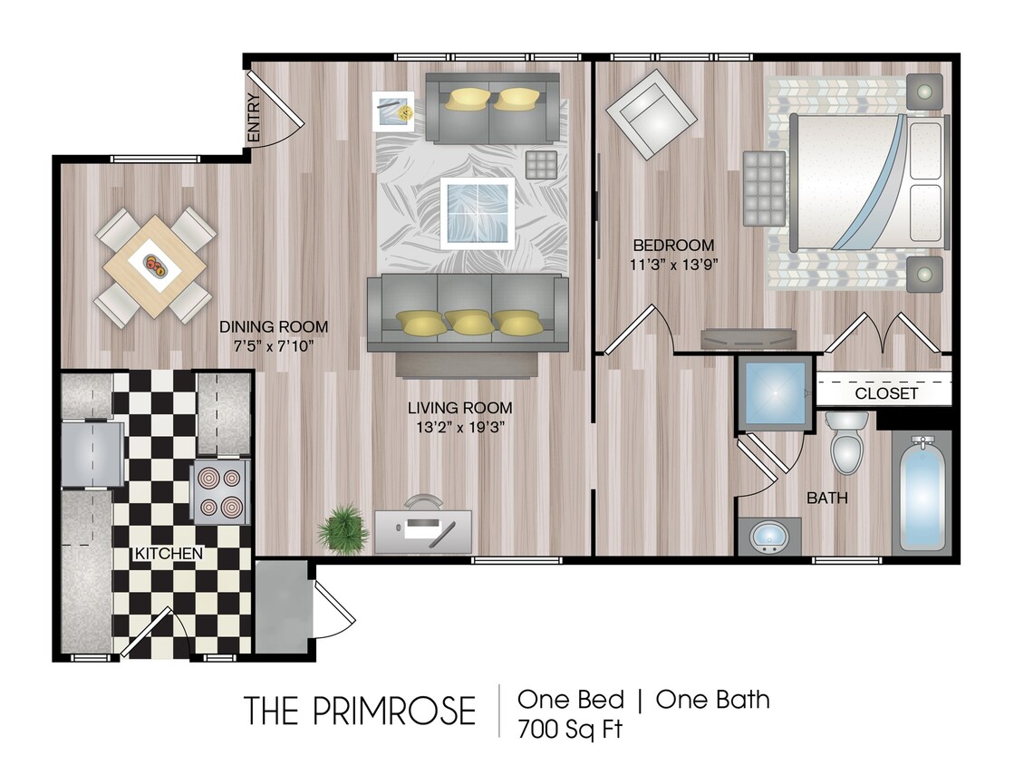 700 sq ft - The Primrose Renovated (Garden)