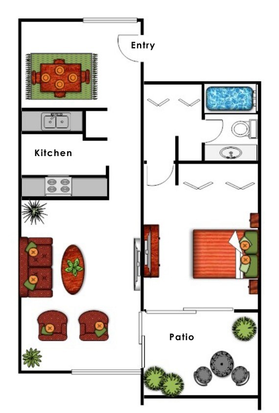 PLAN 2 - Plan 2 - 1 Bed and 1 Bath