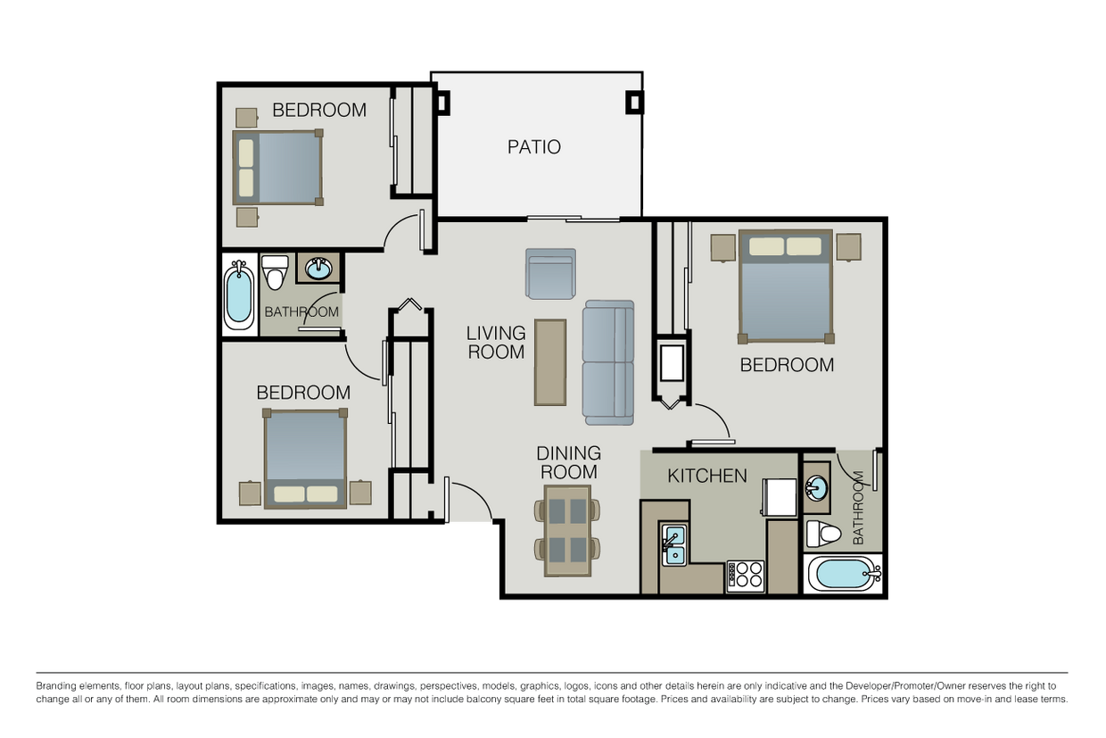 Floor Plan - 3 Bed 2 Bath (C)