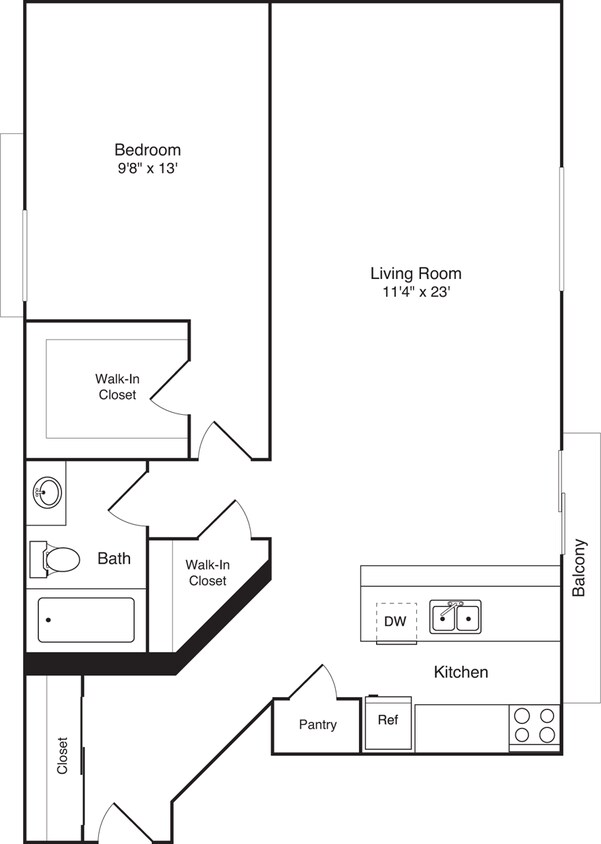 Floor Plan - 1 Bedroom E