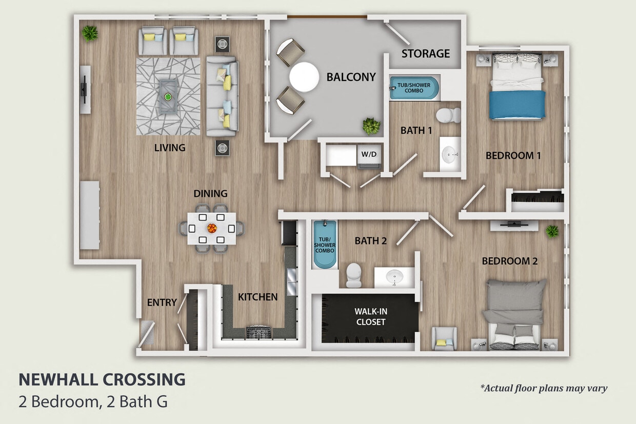 Floor Plan - 2 Bedroom, 2 Bath G