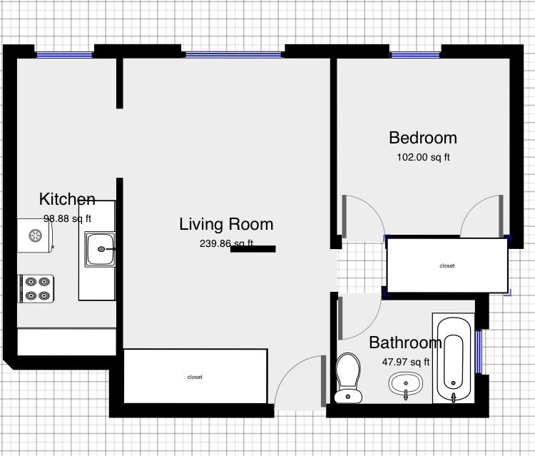 Floor Plan - 1BR/1.0BA