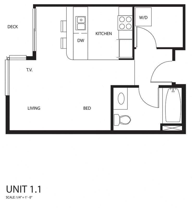 Floor Plan - Renovated - 475 Sq Ft.