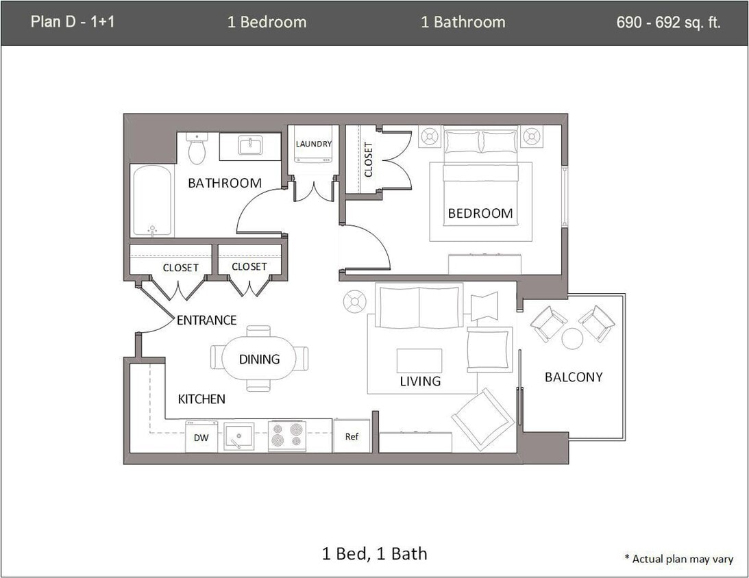 Floor Plan - 1 Bedroom D