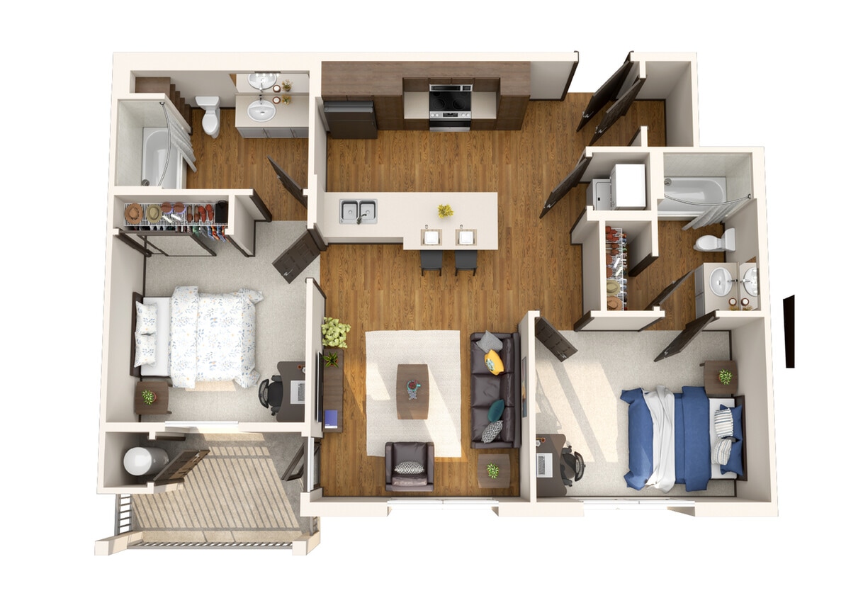 Highlander-3DFloorPlan-2x2-Premium - 2x2 Premium