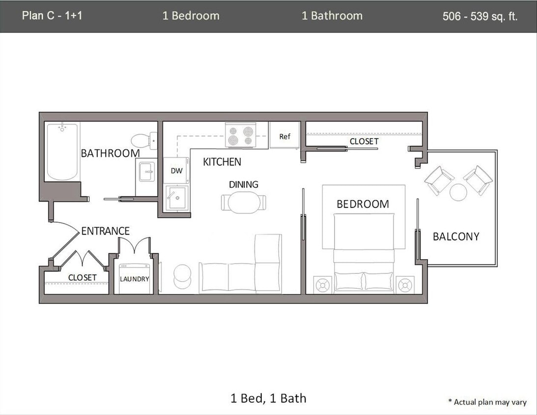 Floor Plan - 1 Bedroom C