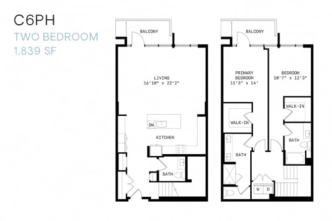 Floor Plan - Two Bedroom Penthouse C6ph