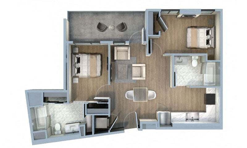 Floor Plan - 2 Bed/2 Bath-2F