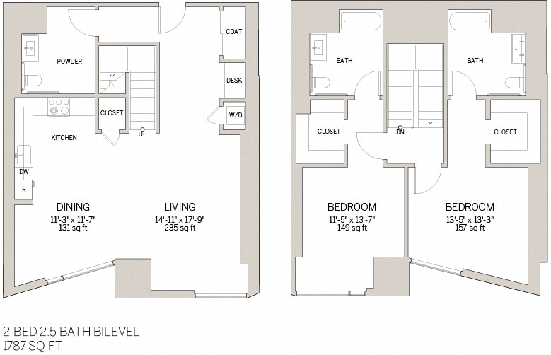 Floor Plan - Two Bedroom Bi Level - V
