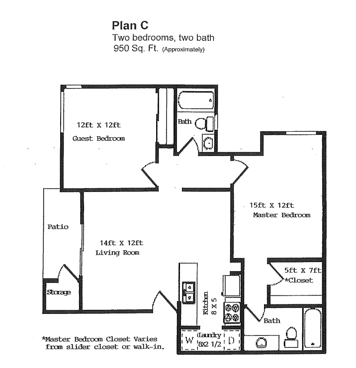 Floor Plan - Two Bedroom Two Bath