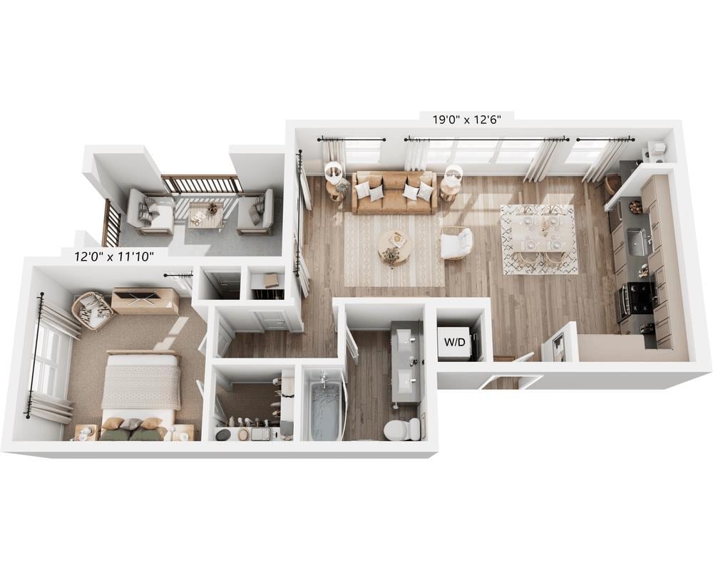 Floor Plan - One Bedroom - A1B
