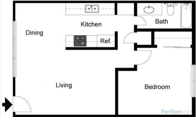 Floor Plan - 1 Bedroom 1 Bath