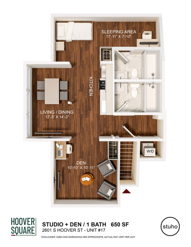 Floor Plan - One Bedroom + Den