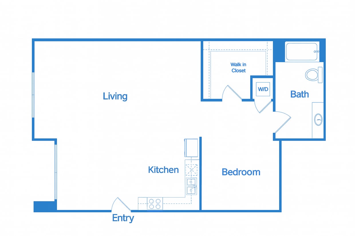 Floor Plan - 1 Bed 1 Bath_1C