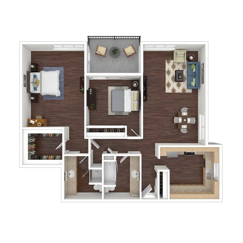 Floor Plan - Two Bedroom - Waters Edge at Marina Harbor