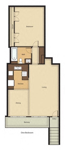 Floor Plan - 1 Bedroom, 1 Bathroom