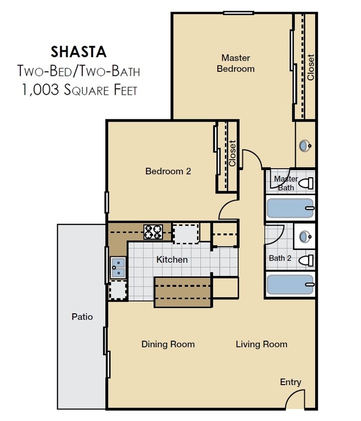Shasta - 2 Bed 2 Bath