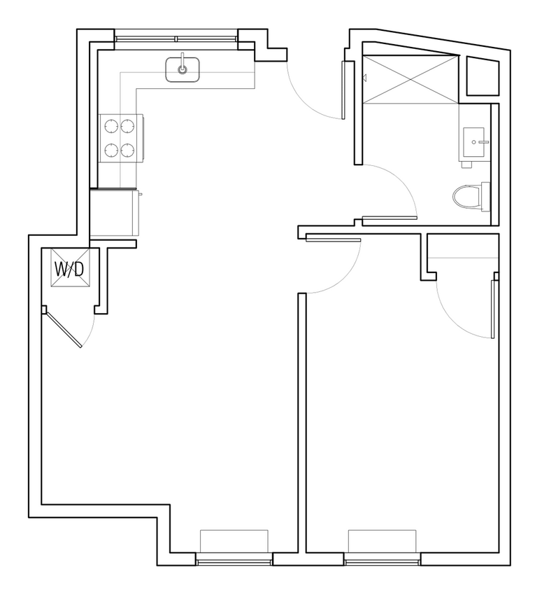 Floor Plan - 101 One Bedroom 583 sqft