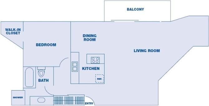 Floor Plan - 1 Bedroom/ 1 Bath