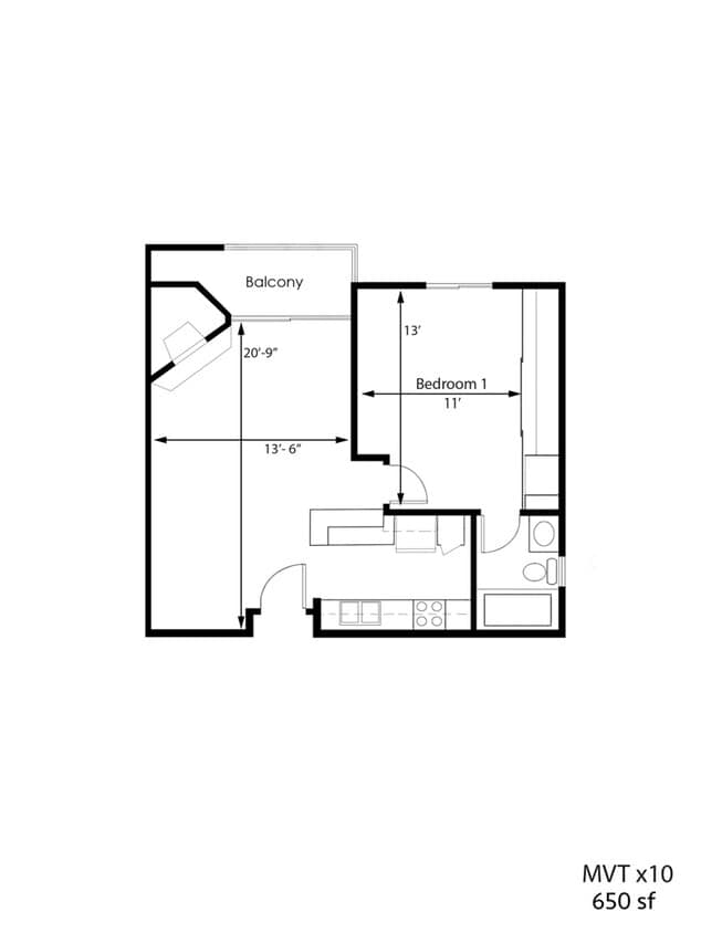 Floor Plan - 1BR 1BA - FLOOR PLAN C - 1441 MIDVALE