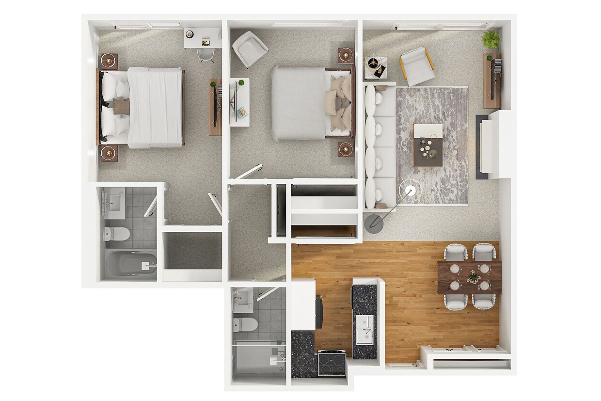 Floor Plan - 2BR 2BA - FLOOR PLAN E - 972 HILGARD